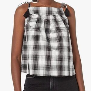NWT BB Dakota Steve Madden Large Plaid Tassel Tank Top